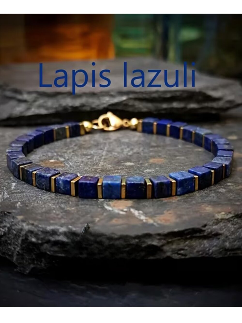 Bohemian Square Lapis Lazuli Stone Bracelet Promotes Spiritual Strength Unisex